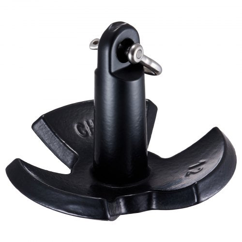River Anchor, 12 LBS Boat Anchor Cast Iron Black Vinyl-Coated with Shackle, Marine Grade Mushroom Anchor for Boats Up To 10 ft, Impressive Holding Power in River and Mud Bottom Lakes