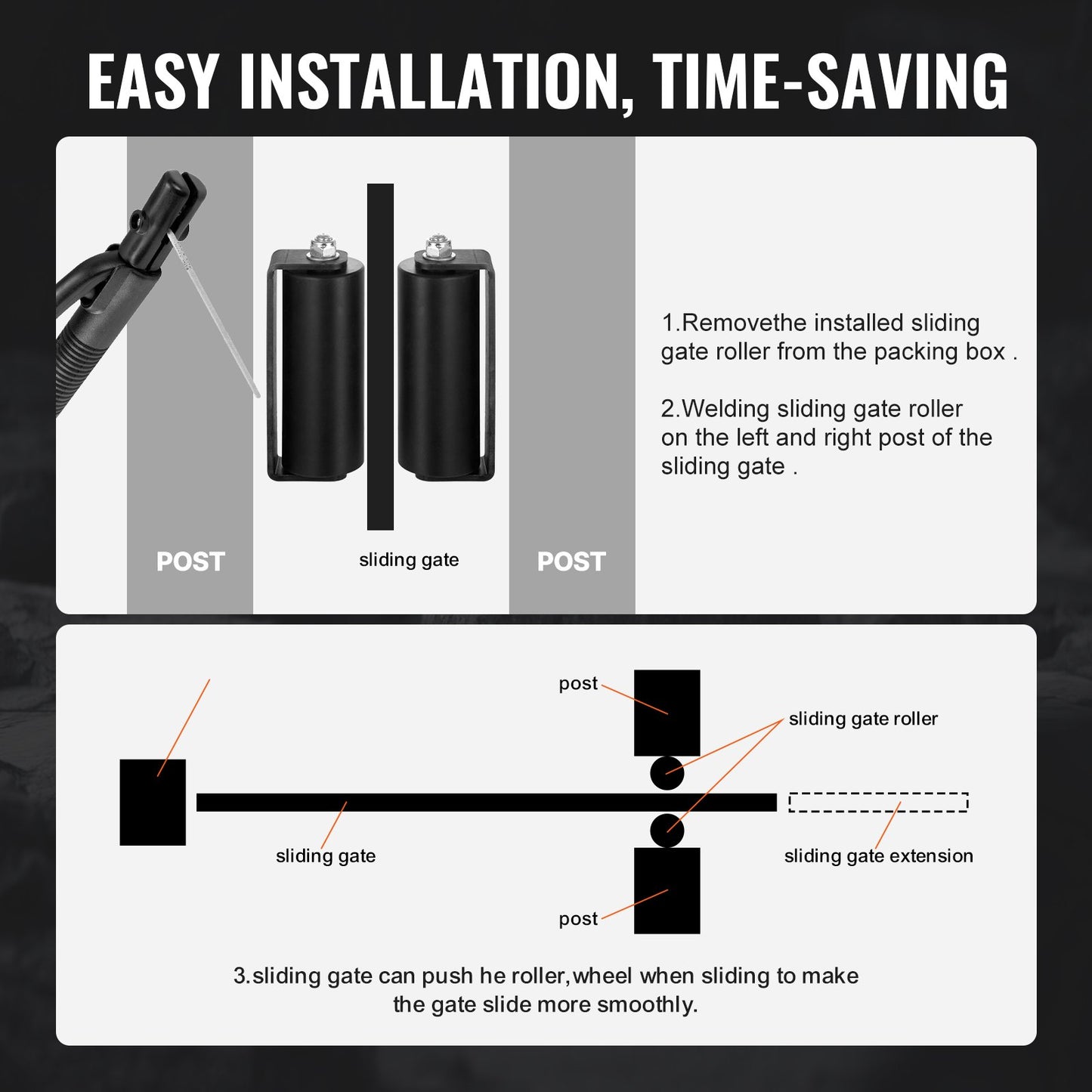 Sliding Gate Kit, 6” Rolling Gate Hardware Kit C-type Bracket, Heavy Duty Sliding Gate Rollers for Connect Tracks Door Frames,Sliding Gate Guide Roller for Sliding Gates and Rolling Door,Black