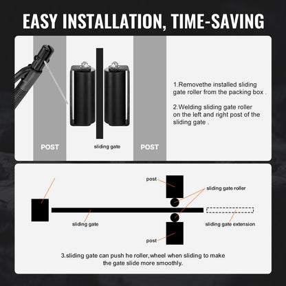 Sliding Gate Kit, 6” Rolling Gate Hardware Kit C-type Bracket, Heavy Duty Sliding Gate Rollers for Connect Tracks Door Frames,Sliding Gate Guide Roller for Sliding Gates and Rolling Door,Black