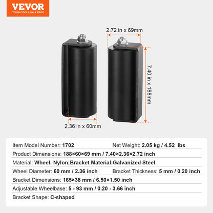 Sliding Gate Kit, 6” Rolling Gate Hardware Kit C-type Bracket, Heavy Duty Sliding Gate Rollers for Connect Tracks Door Frames,Sliding Gate Guide Roller for Sliding Gates and Rolling Door,Black