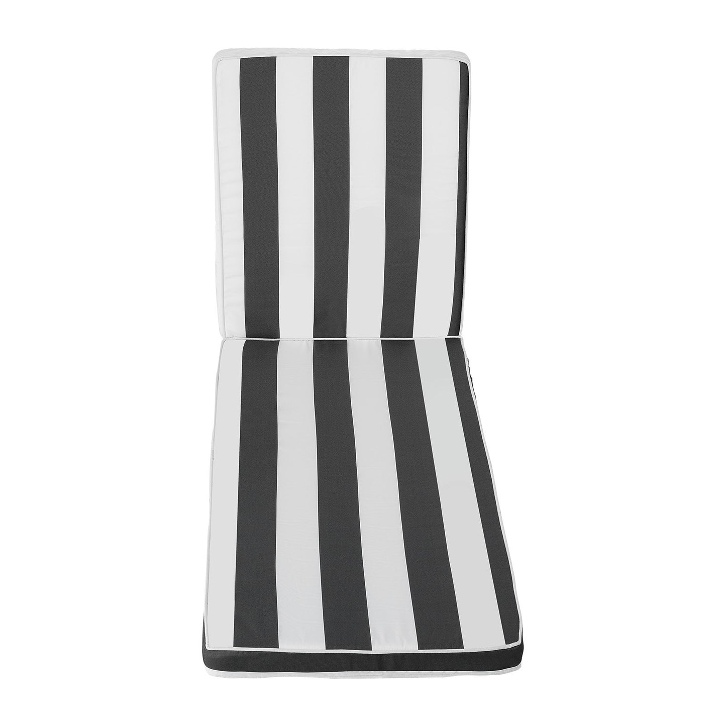 Liegestuhlkissen, 89 x 56 x 71 cm, 2er-Set, wasserfest und farbecht, mit Befestigungsbändern, für Terrassen und Pooldecks, schwarz-weiß gestreift