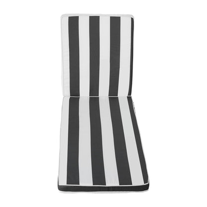 Liegestuhlkissen, 89 x 56 x 71 cm, 2er-Set, wasserfest und farbecht, mit Befestigungsbändern, für Terrassen und Pooldecks, schwarz-weiß gestreift