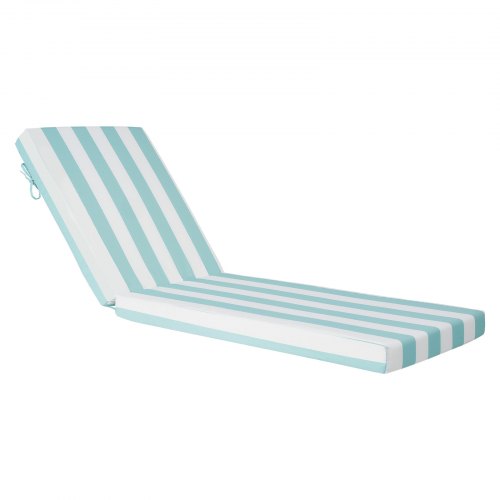 Chaise Lounge Cushion, 203x66x9.8 cm, Set of 2 Outdoor Lounge Chair Cushions, Waterproof & Fade-Resistant Sun Lounger Cushions with Ties, Patio Lounger Pads for Pool Deck, Green & White Stripe