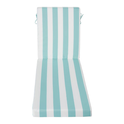 Liegestuhlkissen, 203 x 66 x 9,8 cm, 2er-Set, wasserfest und farbecht, mit Befestigungsbändern, für Terrasse und Poolbereich, grün-weiß gestreift