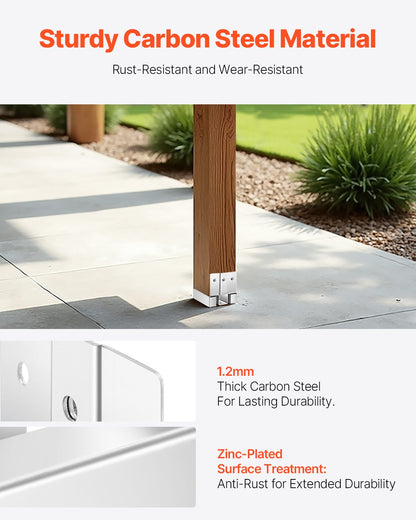 4x4 Post Base 10 Pcs, Inner Size 3.53x3.56inch/89.6x90.5mm Concrete Post Anchor, Heavy-Duty Zinc-Plated Carbon Steel Posts Brackets with 1 Inch Standoff Elevation, for Concrete Pergolas Patios