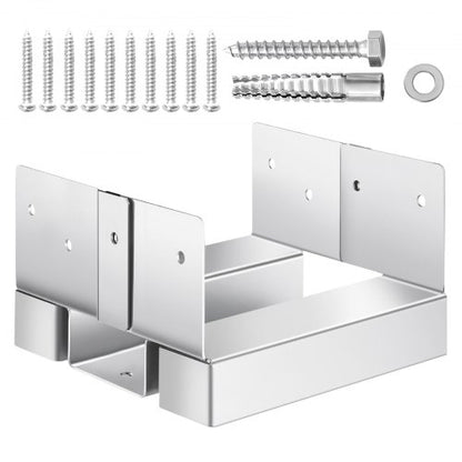 6x6 Post Base 10 Pcs, Inner Size 5.49x5.57inch/139.5x141.5mm Concrete Post Anchor, Heavy-Duty Zinc-Plated Carbon Steel Posts Brackets with 1 Inch Standoff Elevation, for Concrete Pergolas Patio