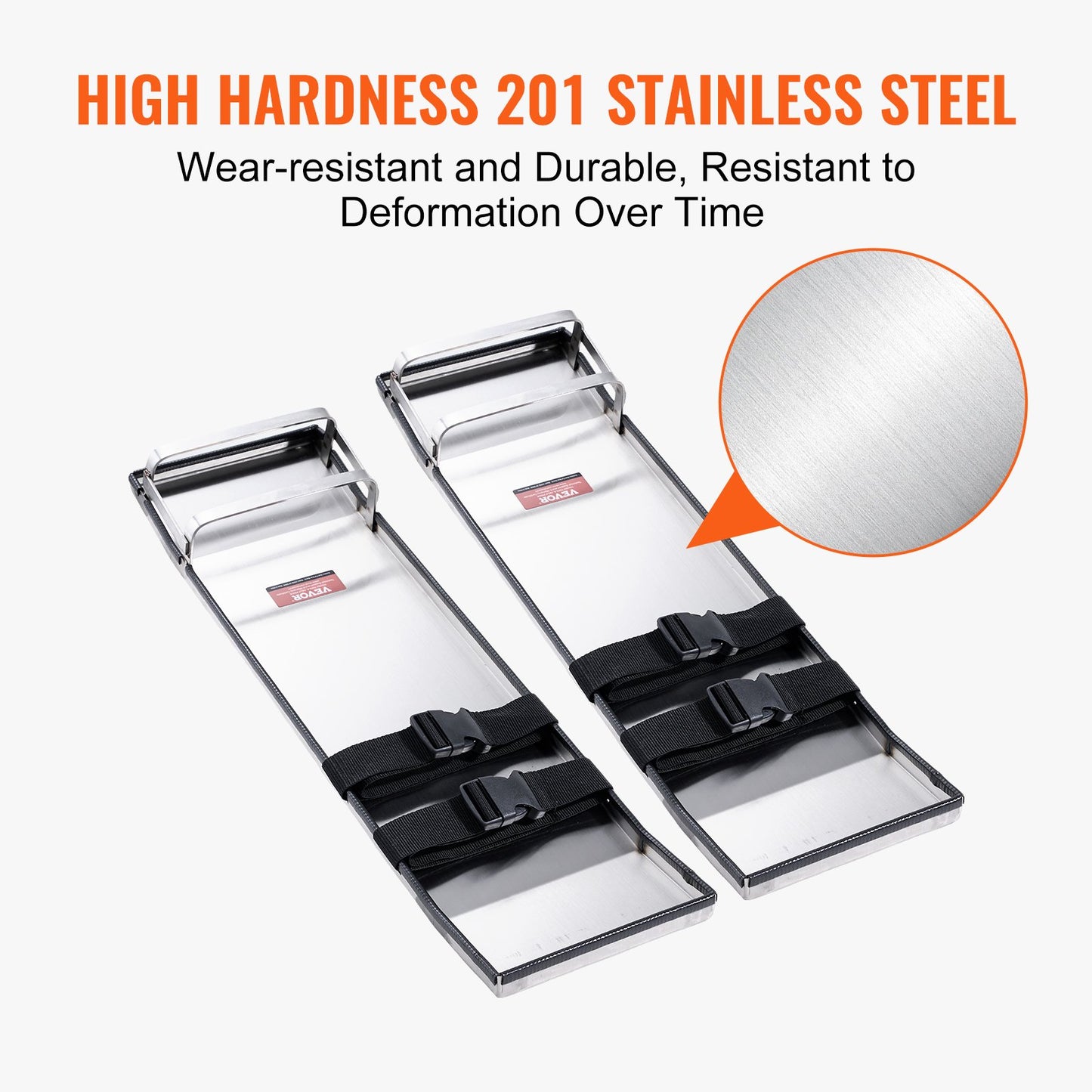 Concrete Knee Boards Stainless Steel, 28'' x 8'' Concrete Sliders, Knee Boards For Concrete, Concrete Knee Pads Pair Moving Sliders, with Board Straps for Cement and Concrete Finishing