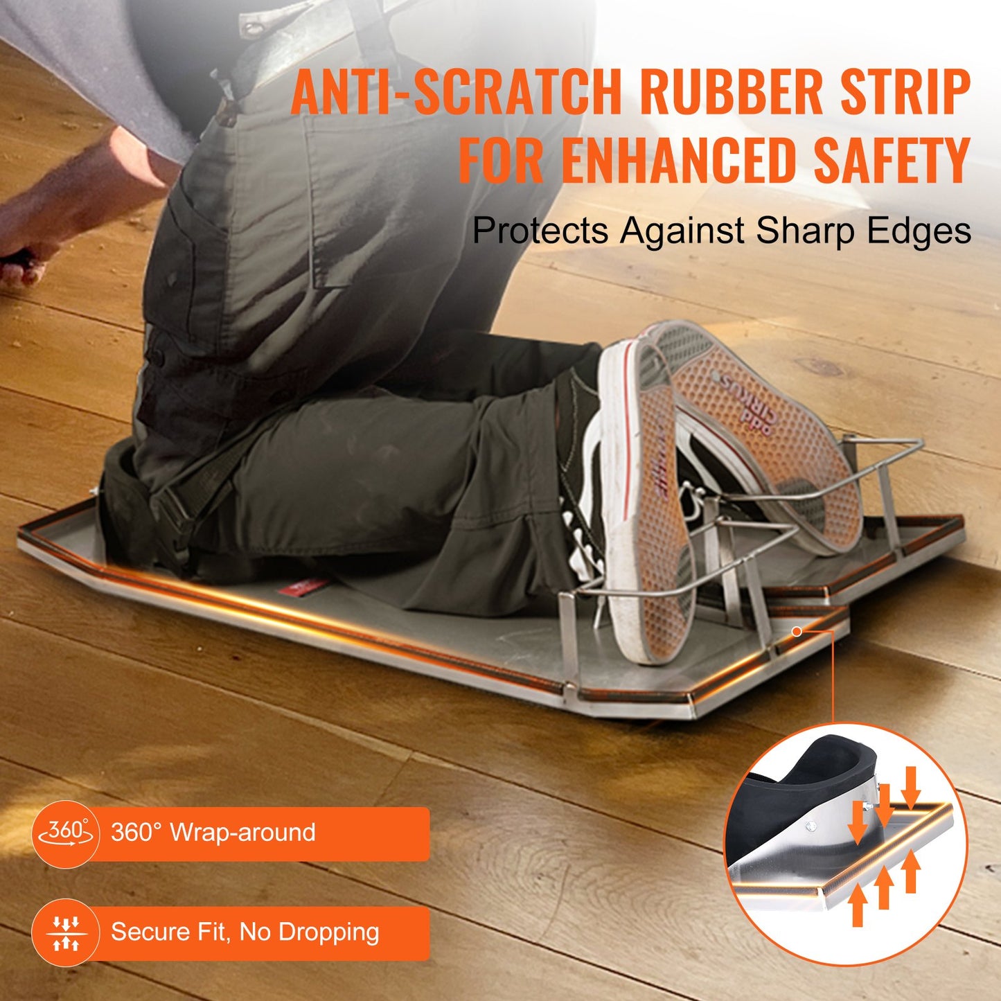 Concrete Knee Boards Stainless Steel, 30'' x 10'' Concrete Sliders, Knee Boards For Concrete, Concrete Knee Pads Moving Sliders, with Knee Pads & Board Straps for Cement and Concrete Finishing