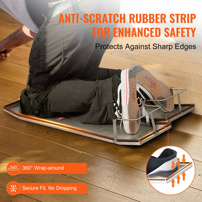 Concrete Knee Boards Stainless Steel, 30'' x 10'' Concrete Sliders, Knee Boards For Concrete, Concrete Knee Pads Moving Sliders, with Knee Pads & Board Straps for Cement and Concrete Finishing