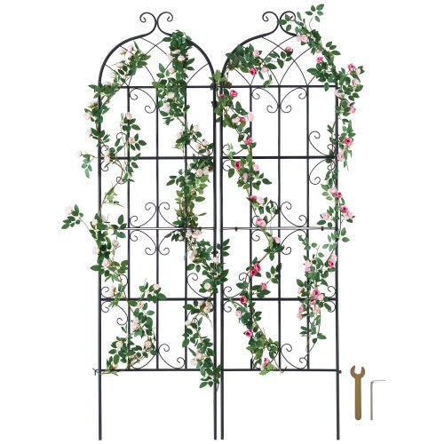 Garden Trellis for Climbing Plants, 71 x 20 in, 2 Packs Rustproof Metal Garden Flower Trellis, Outdoor Climbing Rose Trellis Cucumbers Support, Decorative Clematis Trellis for Courtyards Lawns