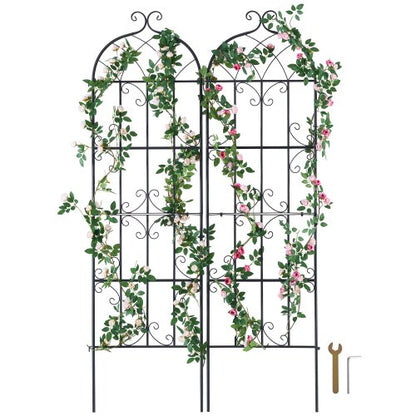 Garden Trellis for Climbing Plants, 71 x 20 in, 2 Packs Rustproof Metal Garden Flower Trellis, Outdoor Climbing Rose Trellis Cucumbers Support, Decorative Clematis Trellis for Courtyards Lawns