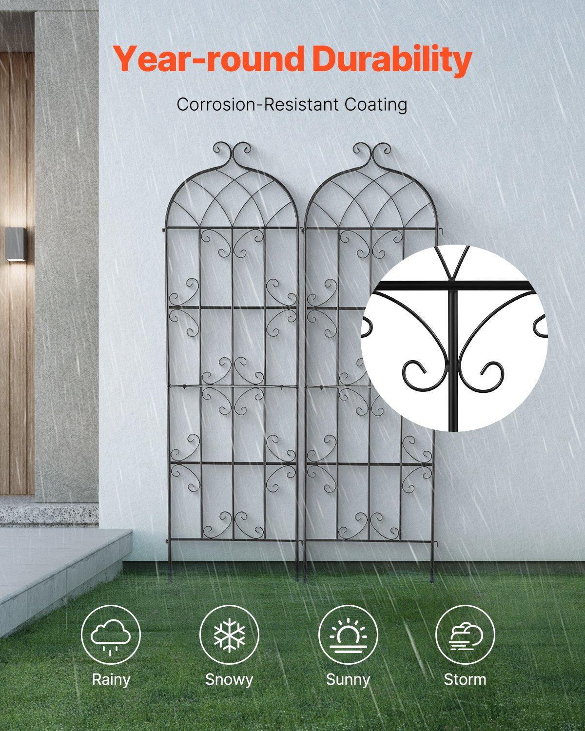 Garden Trellis for Climbing Plants, 71 x 20 in, 2 Packs Rustproof Metal Garden Flower Trellis, Outdoor Climbing Rose Trellis Cucumbers Support, Decorative Clematis Trellis for Courtyards Lawns