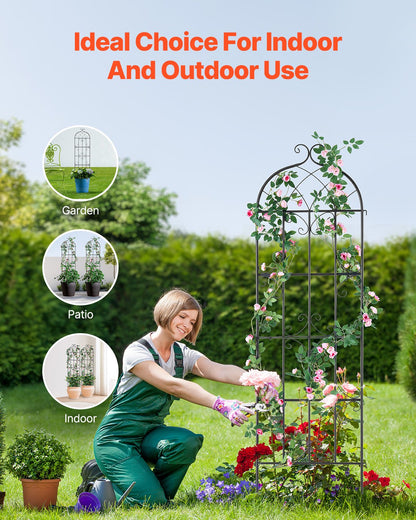 Garden Trellis for Climbing Plants, 71 x 20 in, 2 Packs Rustproof Metal Garden Flower Trellis, Outdoor Climbing Rose Trellis Cucumbers Support, Decorative Clematis Trellis for Courtyards Lawns