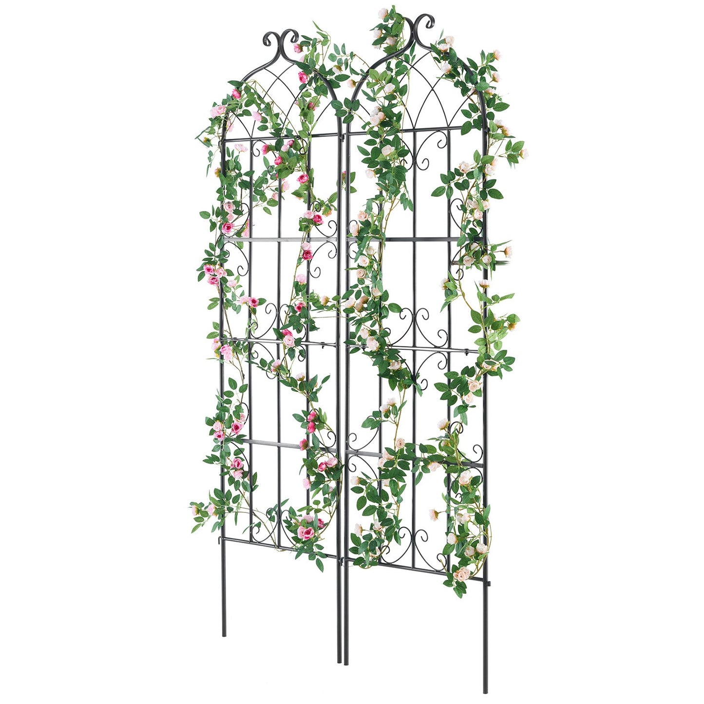 Garden Trellis for Climbing Plants, 71 x 20 in, 2 Packs Rustproof Metal Garden Flower Trellis, Outdoor Climbing Rose Trellis Cucumbers Support, Decorative Clematis Trellis for Courtyards Lawns