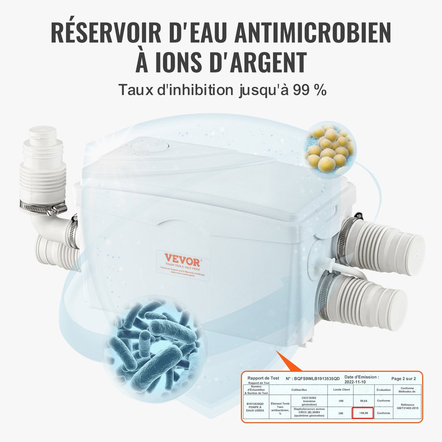 Macerator Pump, 350W, 6000 L/h Flow, 23 ft/7 m Head, Macerator Sewerage Sump Pump with 3 Water Inlets for Basement, Kitchen, Sink, Shower, Bathtub, Laundry Waste Water Disposal Upflush Machine