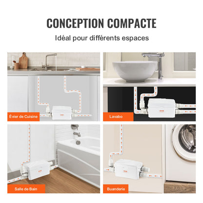 Macerator Pump, 350W, 6000 L/h Flow, 23 ft/7 m Head, Macerator Sewerage Sump Pump with 3 Water Inlets for Basement, Kitchen, Sink, Shower, Bathtub, Laundry Waste Water Disposal Upflush Machine