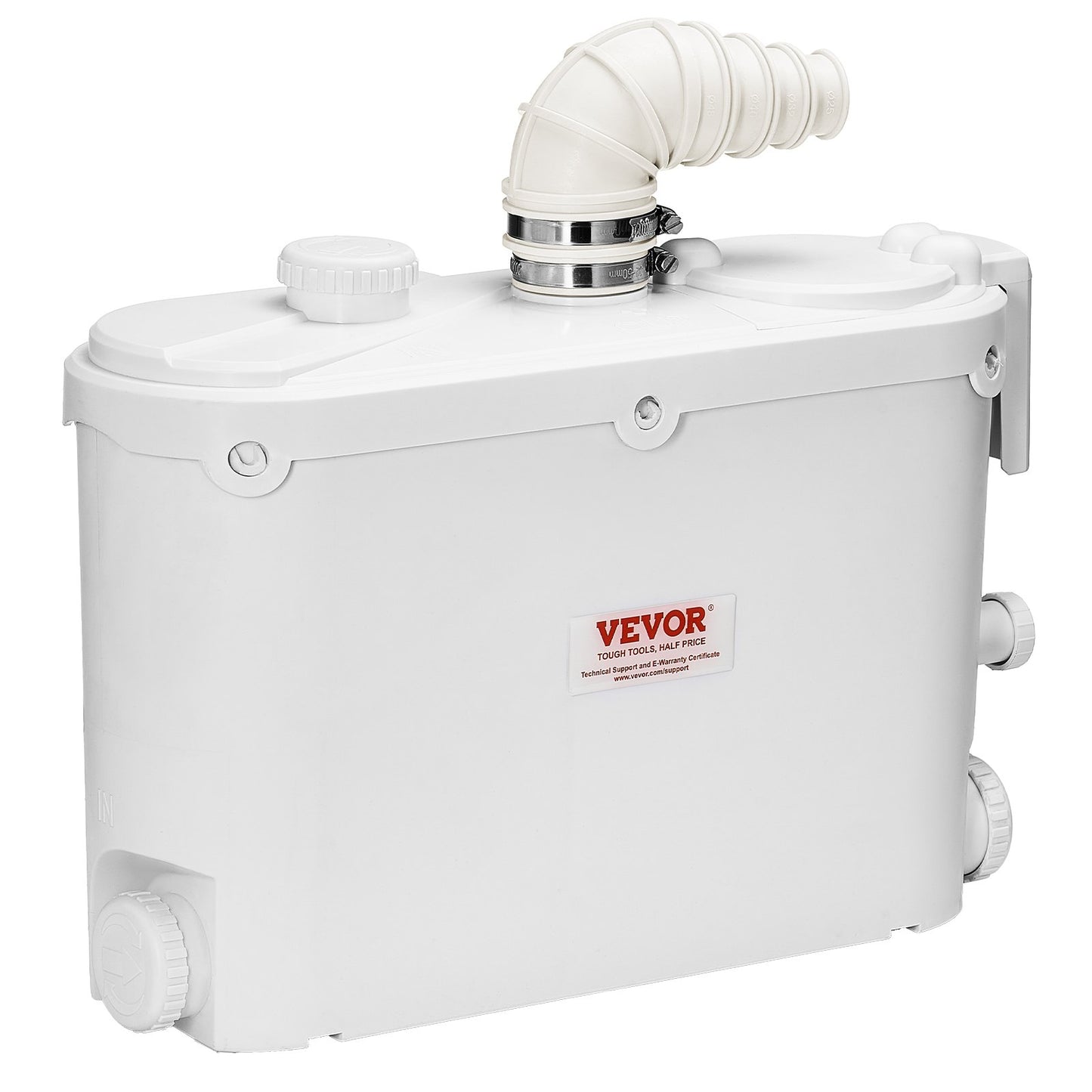 Macerator Pump, 500W, 110 L/min(29 GPM) Flow, 26 ft/8 m Head, Macerator Sewerage Toilet Pump with 4 Water Inlets, Waste Water Disposal Upflush Machine for Kitchen, Basement, Shower, Sink, Laundry, Bathtub