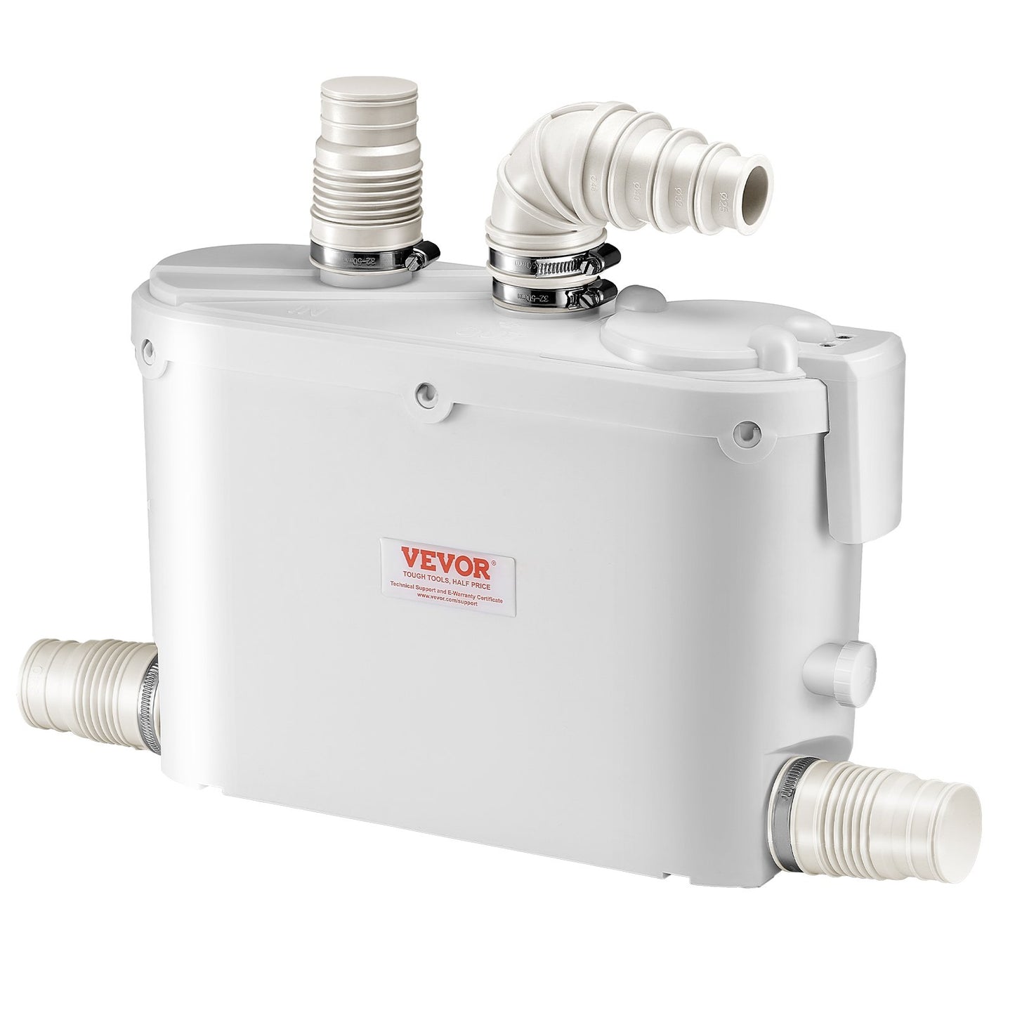 Macerator Pump, 500W, 110 L/min(29 GPM) Flow, 26 ft/8 m Head, Macerator Sewerage Toilet Pump with 4 Water Inlets, Waste Water Disposal Upflush Machine for Kitchen, Basement, Shower, Sink, Laundry, Bathtub