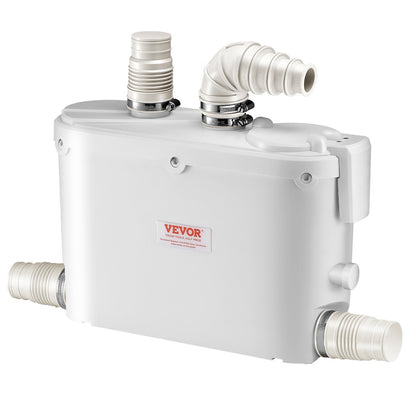 Macerator Pump, 500W, 110 L/min(29 GPM) Flow, 26 ft/8 m Head, Macerator Sewerage Toilet Pump with 4 Water Inlets, Waste Water Disposal Upflush Machine for Kitchen, Basement, Shower, Sink, Laundry, Bathtub