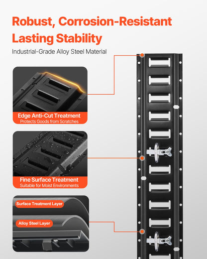 E Track Tie-Down Rail Kit, 18PCS 5' E-Tracks Set Includes 4 Steel Rails & 8 O-Ring Anchors & 4 Tie-Offs with D-Ring & 2 Ratchet Straps, Securing Accessories for Cargo Motorcycles Bikes, 2000 lbs