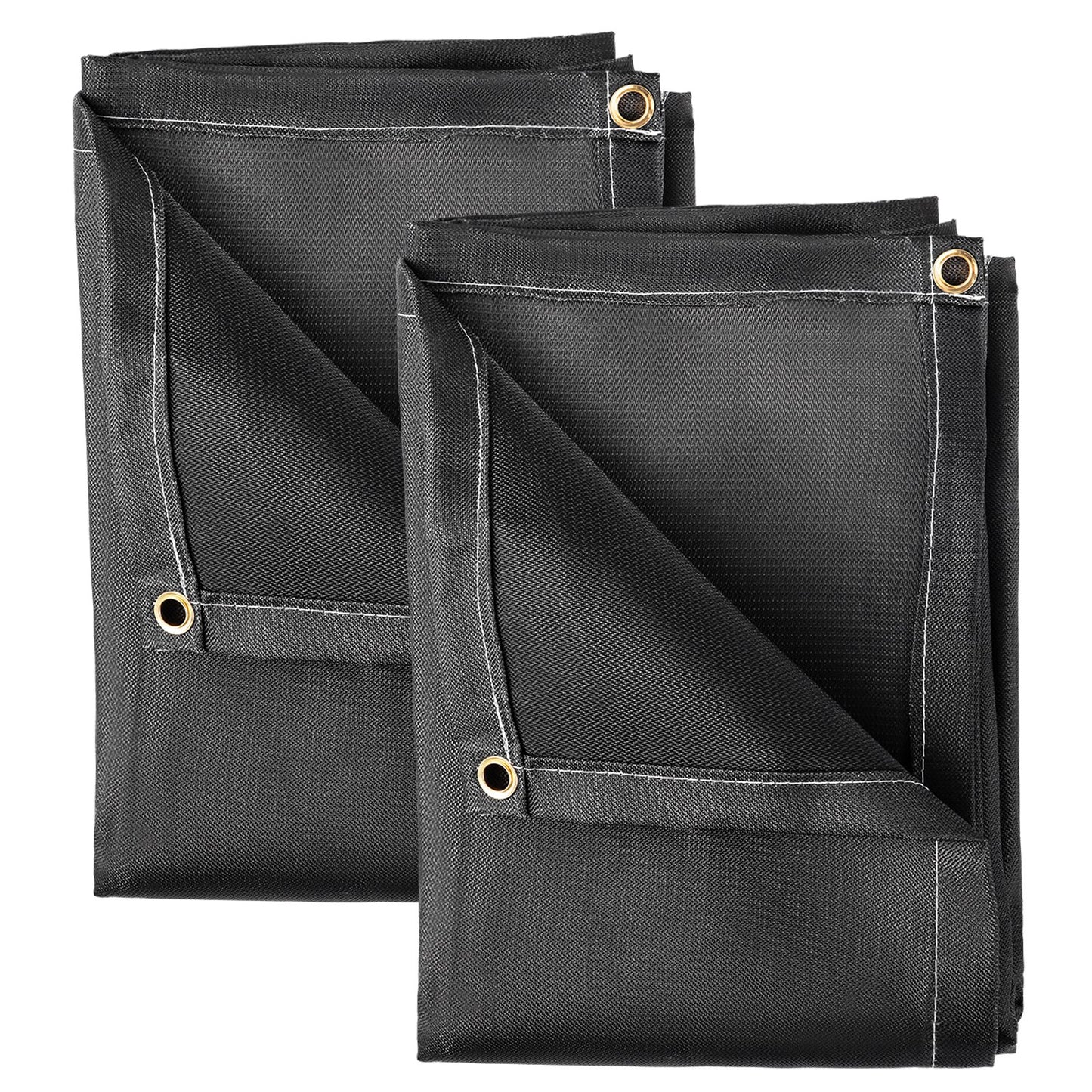 Fire Blankets, 2 Pack Welding Blankets, 6\' x 10\' Fire Suppression Blanket, 1022 °F Flame Retardant Blanket, Black Fire Emergency Blankets, Fiberglass Fire Retardant Blanket with 8 Brass Gromme