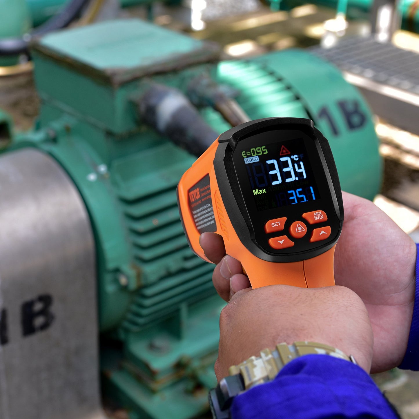 Infrared Thermometer, -40~2732°F Dual Laser Temperature Gun Non-Contact, Handheld IR Heat Temperature Gun with Adjustable Emissivity for Metal Smelting/Cooking/Pizza Oven/Engine(Not for Human)