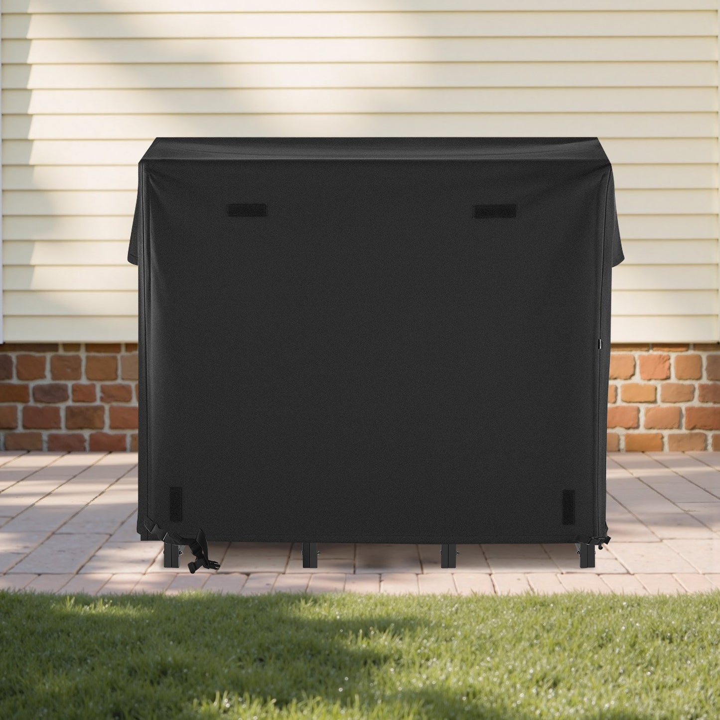 Firewood Rack with Waterproof Cover, 1.22m Outdoor Firewood Holder, 1/4 Cord Storage Metal Log Holder, 400lb Max Weight Capacity, Full Covered, Powder-Coated Wood Storage Rack for Fireplace Deck