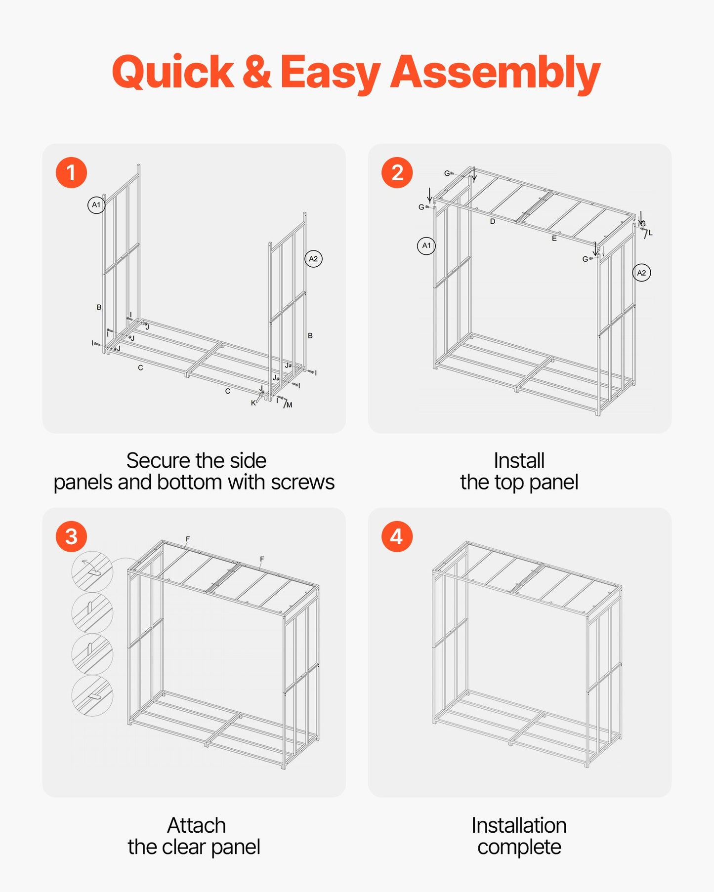 Brennholzregal mit Schrägdach, 1,85 m, für den Außenbereich, 1/4 Raummeter Brennholzlager, max. Tragkraft 299 kg, pulverbeschichtetes Metall-Brennholzregal für Kamin, Terrasse, Garten
