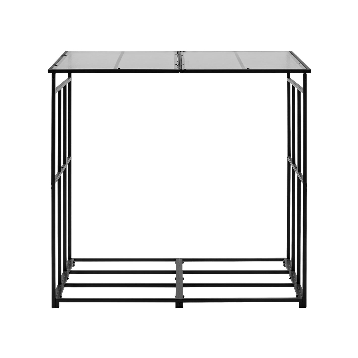 Brennholzregal mit Schrägdach, 1,85 m, für den Außenbereich, 1/4 Raummeter Brennholzlager, max. Tragkraft 299 kg, pulverbeschichtetes Metall-Brennholzregal für Kamin, Terrasse, Garten