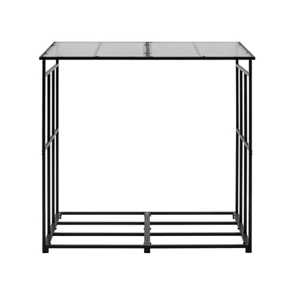 Brennholzregal mit Schrägdach, 1,85 m, für den Außenbereich, 1/4 Raummeter Brennholzlager, max. Tragkraft 299 kg, pulverbeschichtetes Metall-Brennholzregal für Kamin, Terrasse, Garten