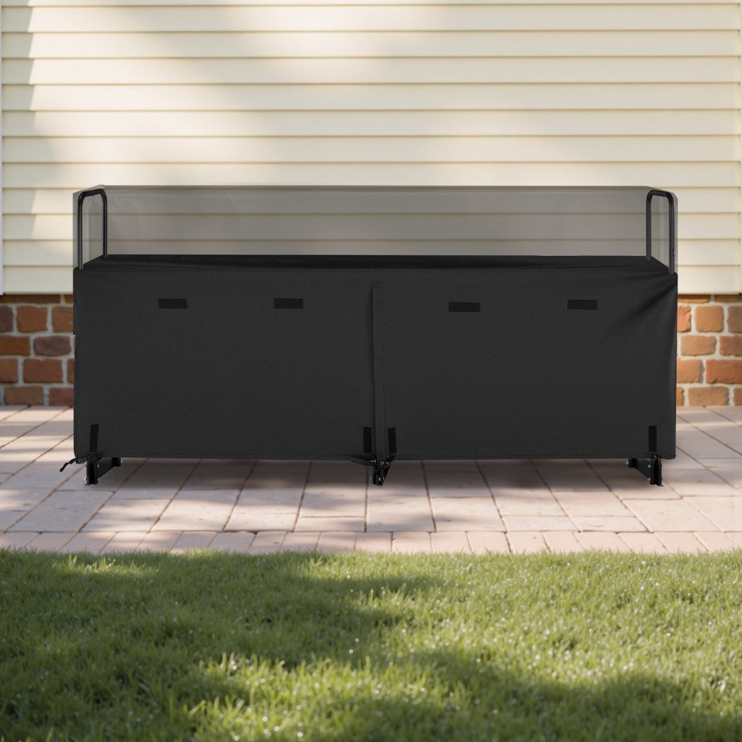 Brennholzregal mit wasserdichter Abdeckung, 2,57 m langer Brennholzhalter für den Außenbereich, geeignet für 1/2 Raummeter Holz, max. Tragkraft 299 kg, pulverbeschichtetes Holzregal mit Deckel für Kaminterrasse