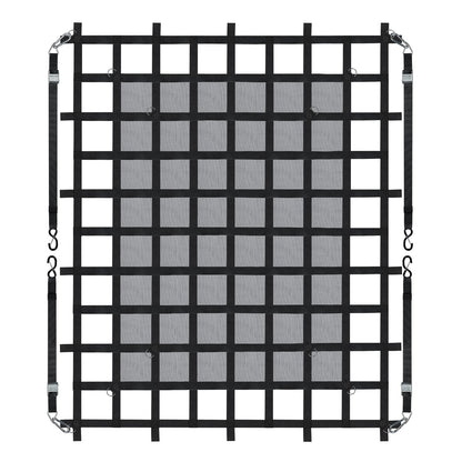 Ladungsnetz, 183 x 145 cm, robustes LKW-Ladungsnetz für Ladeflächen, 4 verstellbare Gurte mit Karabinern und S-Haken, verschleißfest und wetterfest, geeignet für Pickups, LKWs, Jeeps, SUVs und Boote