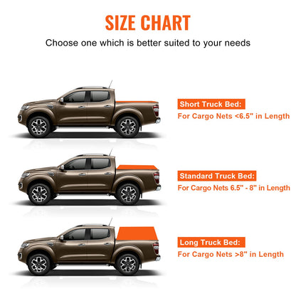 Cargo Net, 72 in x 57 in, Heavy Duty Truck Cargo Net for Truck Bed, 4 Adjustable Straps with Carabiners and Rubber Coated Hooks, Durable, Suitable for Pickup, Jeep, Truck, SUV, Boat (Black)