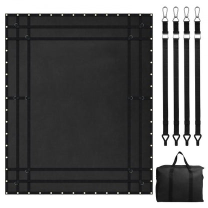 Cargo Net, 120 in x 105 in, Heavy Duty Truck Cargo Net for Truck Bed, 4 Adjustable Straps with Carabiners and Rubber Coated Hooks, Durable, Suitable for Pickup, Jeep, Truck, SUV, Boat (Black)