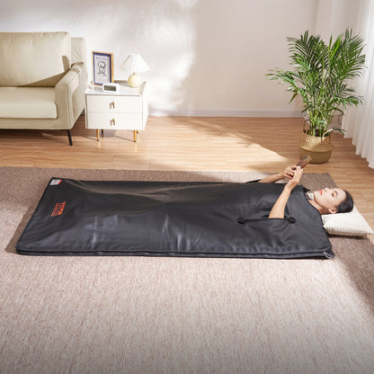 Saunadecke zur Entgiftung, tragbare Infrarotsauna für Zuhause mit Armlöchern für mehr Komfort, 1-6-stufig einstellbare Temperatur (35-85 °C), Timer (1-60 Minuten), Kohlefaser-Heizung