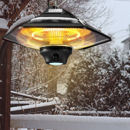 Hanging Patio Heater, 2000W Remote Control Outdoor/Indoor Electric Space Infrared Heater, IP34 Protection Ceiling Heater w/ Pull Cord & Adjustable Chain, for Porch,Patio,Dining Room,Studio