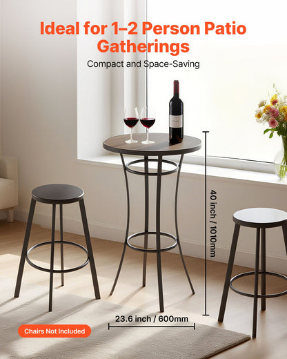 Outdoor Round Bar Table, 60 cm Counter Bar Height Bistro Table, Patio Dining Tables with Easy-to-Clean Top & Sturdy Metal Frame, Indoor High Top Pub Tables for Small Places, Kitchen