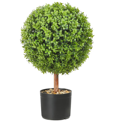 Artificial Topiaries Boxwood Trees, 24 inch Tall (2 Pieces), Ball-Shape Faux Topiaries Plant with Planters, Green Feaux Plant w/ Replaceable Leaves & Port for Decorative Indoor/Outdoor/Garden