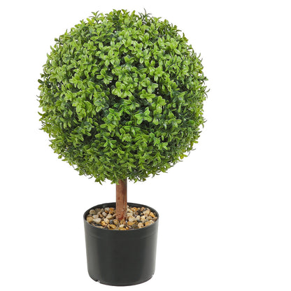 Artificial Topiaries Boxwood Trees, 24 inch Tall (2 Pieces), Ball-Shape Faux Topiaries Plant with Planters, Green Feaux Plant w/ Replaceable Leaves & Port for Decorative Indoor/Outdoor/Garden