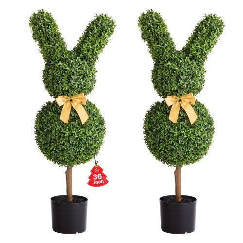 Artificial Topiary Bunny-Shape Boxwood Ball, 2 Set 914mm Faux Boxwood Plant Balls, Fake Silk Tree Look Real, Easy Assembly for Decor Front Porch Outdoor Patio Garden Balcony Backyard Indoor