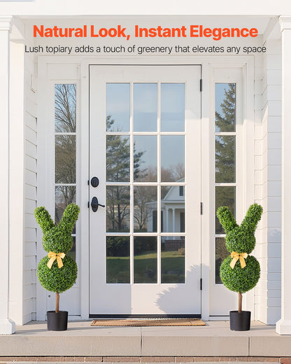 Artificial Topiary Bunny-Shape Boxwood Ball, 2 Set 914mm Faux Boxwood Plant Balls, Fake Silk Tree Look Real, Easy Assembly for Decor Front Porch Outdoor Patio Garden Balcony Backyard Indoor