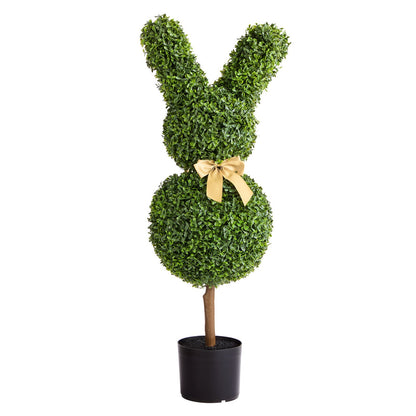 Artificial Topiary Bunny-Shape Boxwood Ball, 2 Set 914mm Faux Boxwood Plant Balls, Fake Silk Tree Look Real, Easy Assembly for Decor Front Porch Outdoor Patio Garden Balcony Backyard Indoor