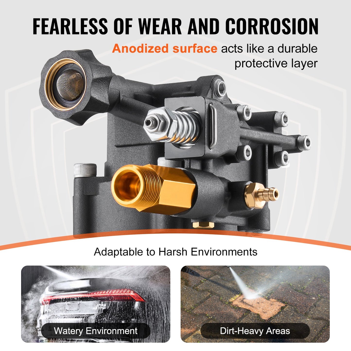 Pressure Washer Pump, 19mm(3/4") Shaft Horizontal, 241 bar(3500 PSI), 9.5 L/min(2.5GPM), Replacement Power Washer Pumps Kit with 5 Nozzles, Hardware and Siphon Tube, Compatible with Simpson, Honda, Troy-Bilt, Generac