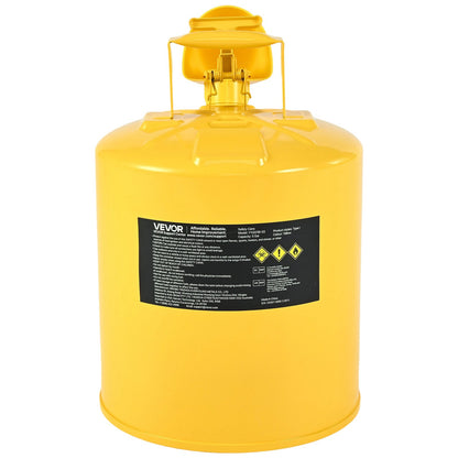 Safety Can, 19 L Type I Yellow Safety Can for Diesel with Stainless Steel Flame Arrester, Self-Closing Lid, and PE Funnel, Carbon Steel Flammable Fuel Storage Container with Ergonomic Handle