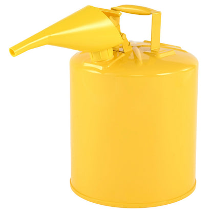 Safety Can, 19 L Type I Yellow Safety Can for Diesel with Stainless Steel Flame Arrester, Self-Closing Lid, and PE Funnel, Carbon Steel Flammable Fuel Storage Container with Ergonomic Handle