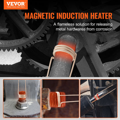 Magnetic Induction Heater Kit, 1000w Induction Heater Hand-held, Bolt Induction Heater with 8PCS Induction Coils, 220V Flameless Induction Heater Bolt Remover for Removing Rusty Bolts and Nuts