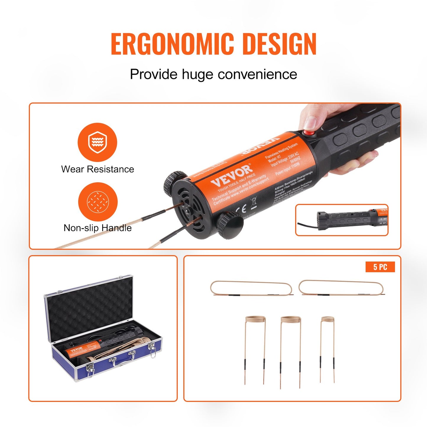 Magnetic Induction Heater Kit, 1000w Induction Heater Hand-held, Bolt Induction Heater with 8PCS Induction Coils, 220V Flameless Induction Heater Bolt Remover for Removing Rusty Bolts and Nuts