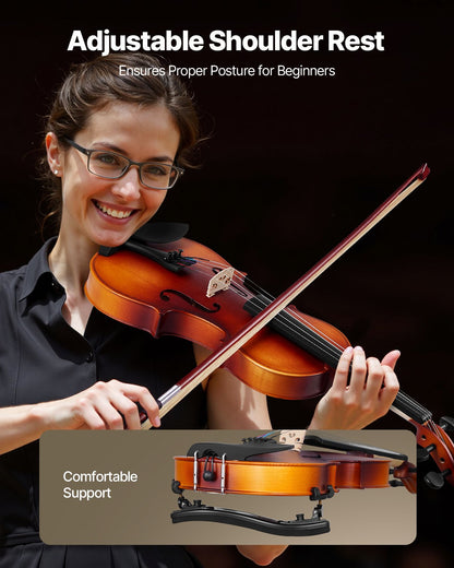Violin 355mm Full Size for Adults, Violin Fiddle Set for Beginners with Hard Case, Rosin, Bow, Shoulder Rest, Bridge, Tuner and Extra Strings, Professional Musical Instruments for Student (Brown)