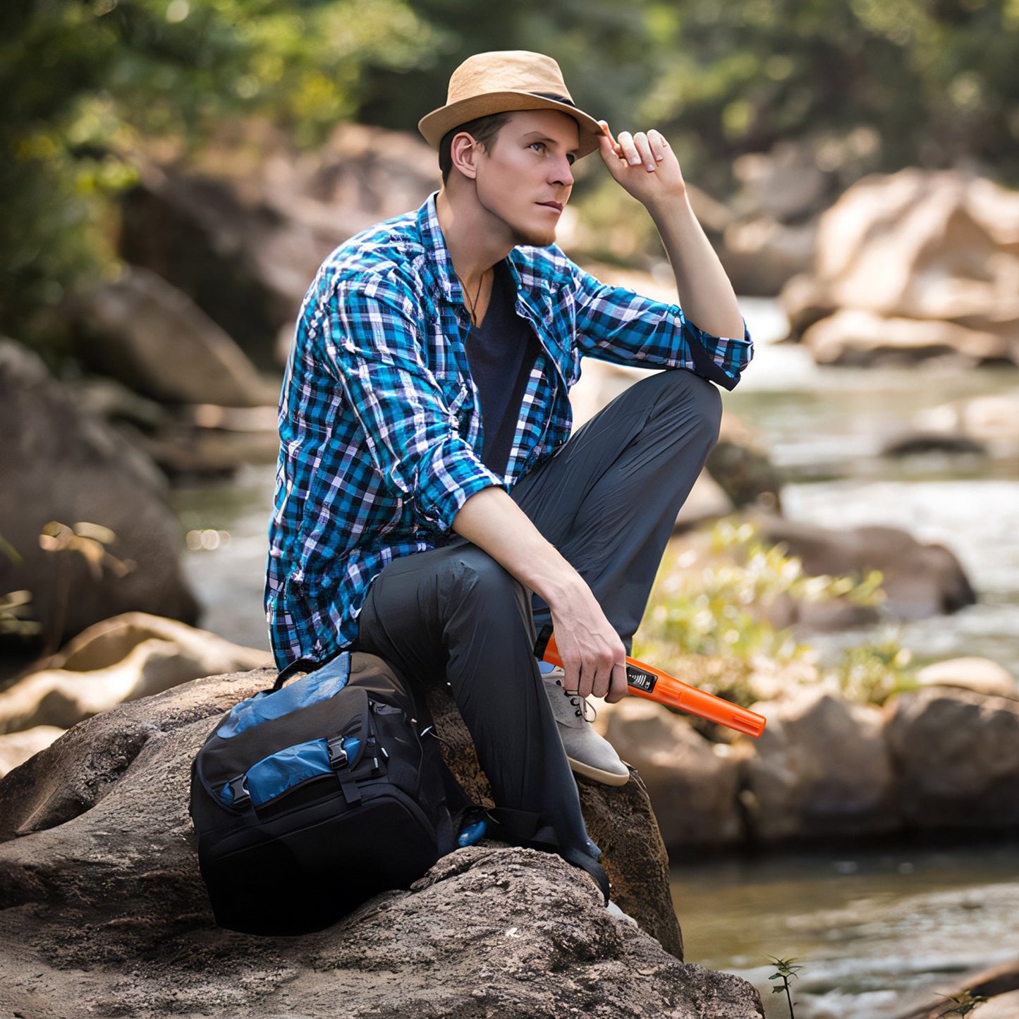 Metalldetektor-Pinpointer, IP68 wasserdicht, 114 mm/4,5 Zoll Suchtiefe, 3 Modi, LCD-Display, Schatzsuchsonde mit Holster und 9-V-Batterie, für Erwachsene und Kinder