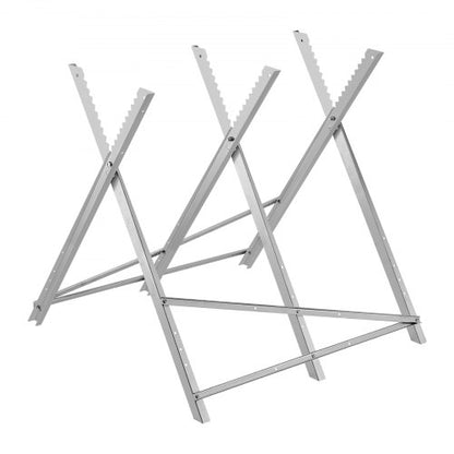 Saw Horse, 149.7 kg Capacity Folding Work Horse with Heavy Duty Legs, All-Metal Sawhorses with High-Quality Steel Frame, Aligned Serrated Structure, for Woodworking, Carpenters & Contractors